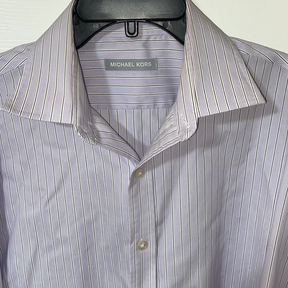 Michael Kors light purple and gray striped button up longsleeve shirt si… - Picture 2 of 10